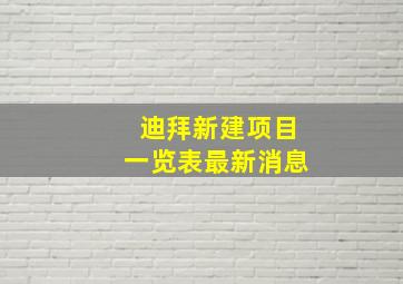 迪拜新建项目一览表最新消息