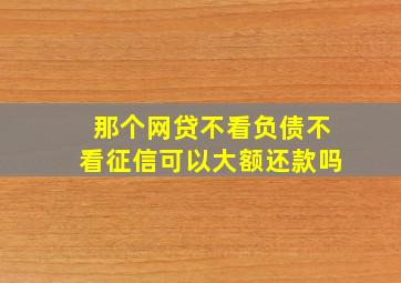 那个网贷不看负债不看征信可以大额还款吗