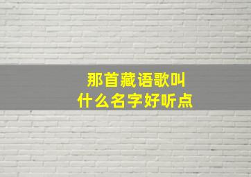 那首藏语歌叫什么名字好听点