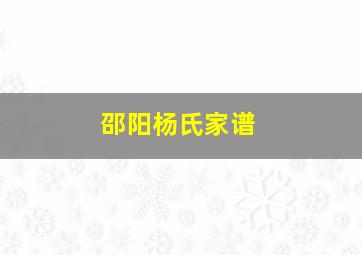 邵阳杨氏家谱