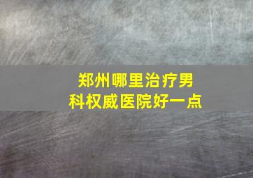 郑州哪里治疗男科权威医院好一点