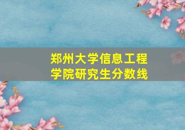 郑州大学信息工程学院研究生分数线