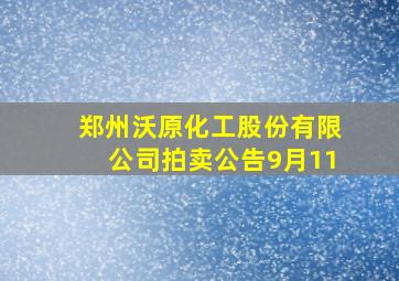 郑州沃原化工股份有限公司拍卖公告9月11