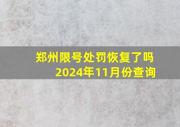 郑州限号处罚恢复了吗2024年11月份查询