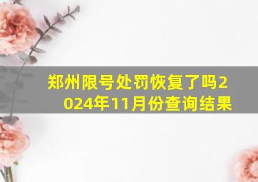 郑州限号处罚恢复了吗2024年11月份查询结果