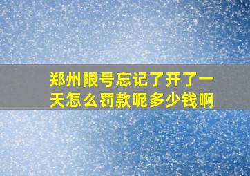 郑州限号忘记了开了一天怎么罚款呢多少钱啊