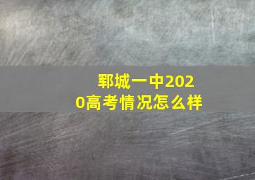 郓城一中2020高考情况怎么样