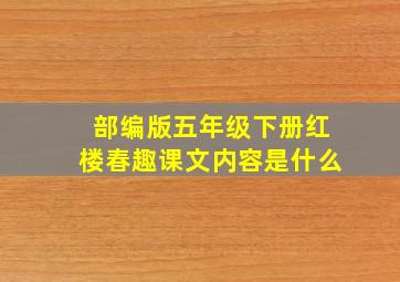 部编版五年级下册红楼春趣课文内容是什么