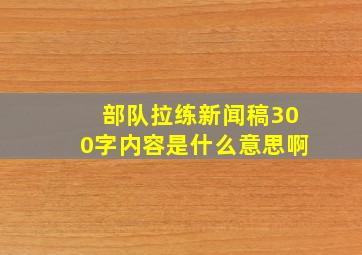 部队拉练新闻稿300字内容是什么意思啊