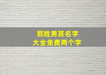 郭姓男孩名字大全免费两个字