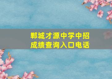 郸城才源中学中招成绩查询入口电话