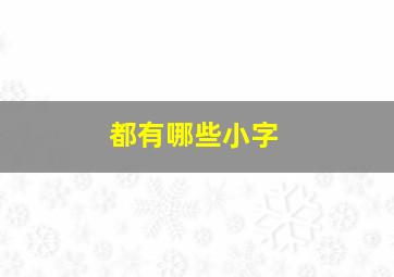 都有哪些小字