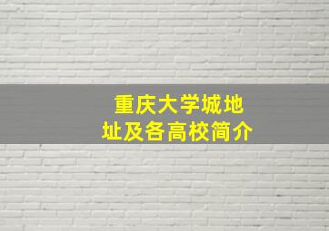 重庆大学城地址及各高校简介