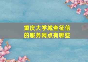 重庆大学城查征信的服务网点有哪些