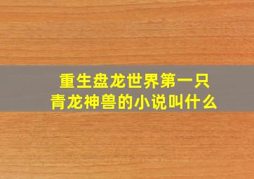 重生盘龙世界第一只青龙神兽的小说叫什么