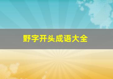 野字开头成语大全