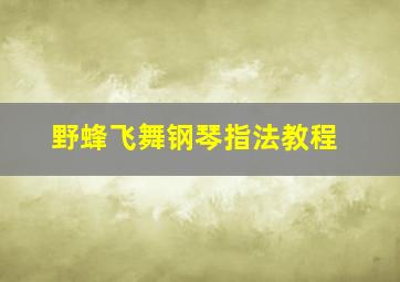 野蜂飞舞钢琴指法教程