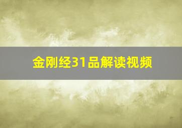 金刚经31品解读视频