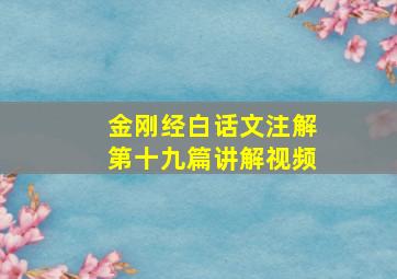 金刚经白话文注解第十九篇讲解视频