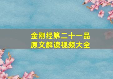 金刚经第二十一品原文解读视频大全