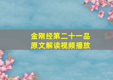 金刚经第二十一品原文解读视频播放