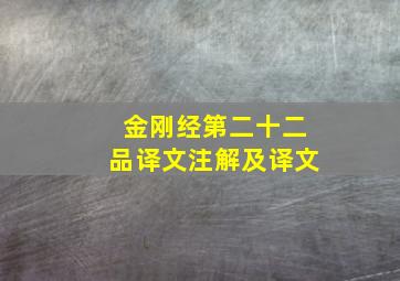 金刚经第二十二品译文注解及译文