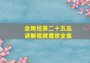 金刚经第二十五品讲解视频播放全集