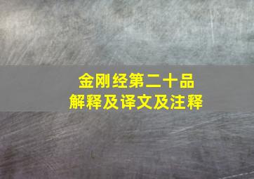 金刚经第二十品解释及译文及注释