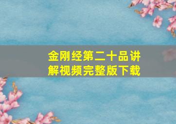 金刚经第二十品讲解视频完整版下载