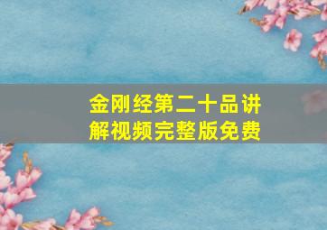 金刚经第二十品讲解视频完整版免费