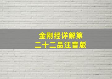 金刚经详解第二十二品注音版