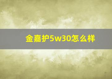 金嘉护5w30怎么样