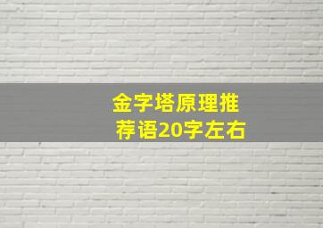 金字塔原理推荐语20字左右