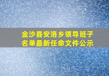 金沙县安洛乡领导班子名单最新任命文件公示