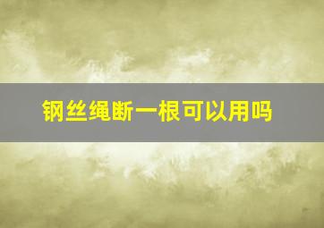 钢丝绳断一根可以用吗