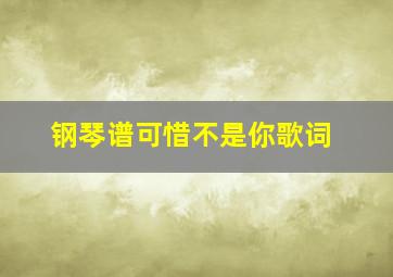 钢琴谱可惜不是你歌词