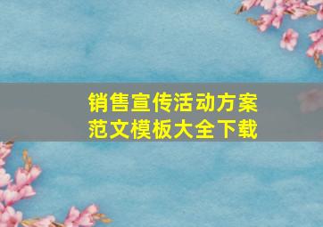 销售宣传活动方案范文模板大全下载