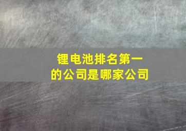 锂电池排名第一的公司是哪家公司