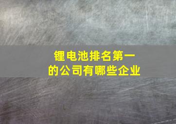 锂电池排名第一的公司有哪些企业