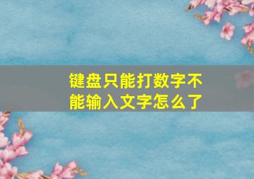 键盘只能打数字不能输入文字怎么了