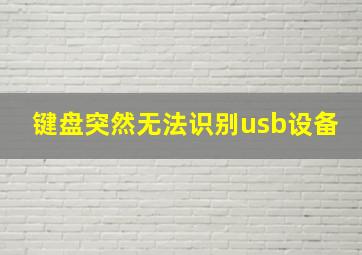 键盘突然无法识别usb设备