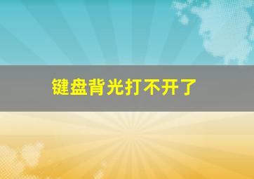 键盘背光打不开了