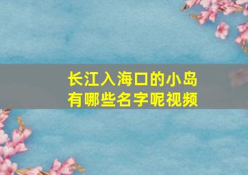 长江入海口的小岛有哪些名字呢视频