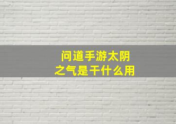 问道手游太阴之气是干什么用