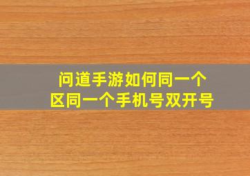 问道手游如何同一个区同一个手机号双开号