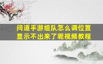 问道手游组队怎么调位置显示不出来了呢视频教程