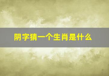 阴字猜一个生肖是什么