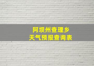 阿坝州查理乡天气预报查询表