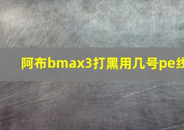 阿布bmax3打黑用几号pe线