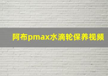 阿布pmax水滴轮保养视频